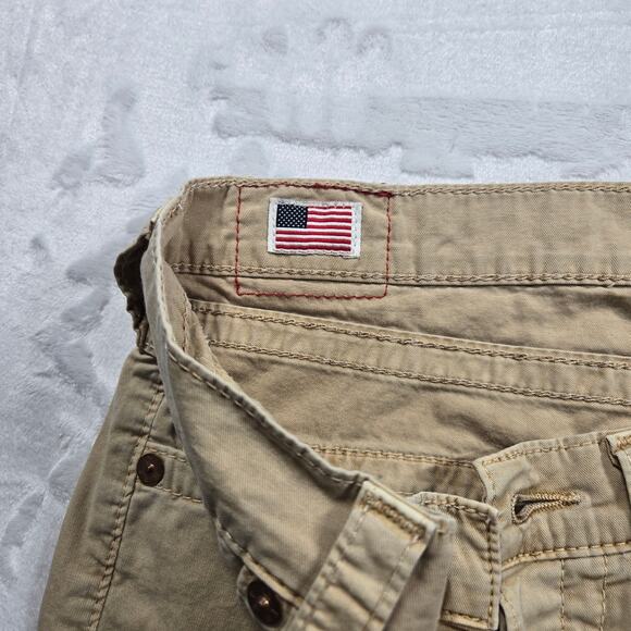 True Religion Jeans Cropped Tan Beige Women Size 29 (32x23) Lisa Flap Pockets - Picture 9 of 11